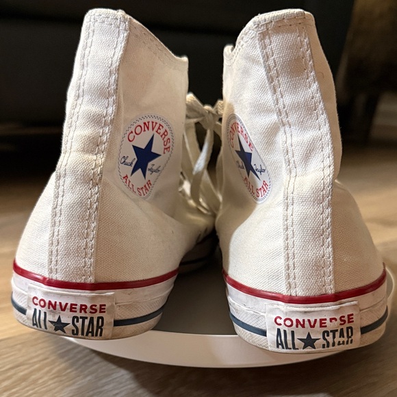 Converse High-Top Sneakers in White and Red - Picture 4 of 17
